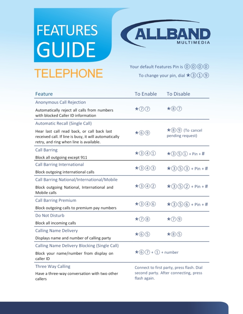telephone feature guide